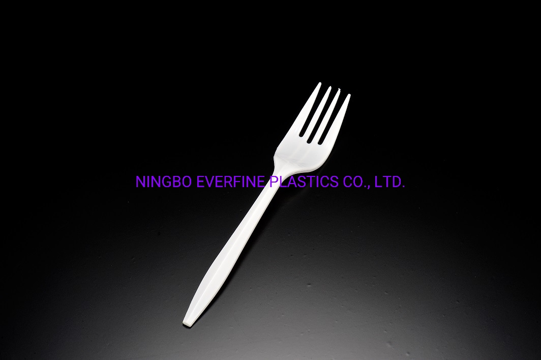 Medium Weight Plastic White / Black Fork (PP)