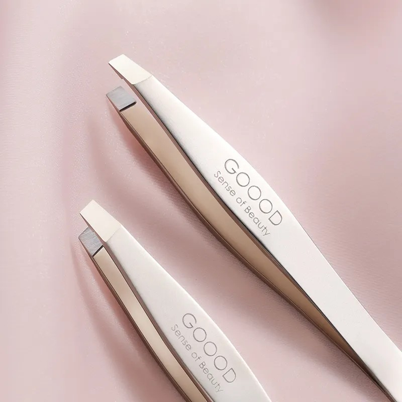 Professional Precision Gold Eyebrow Tweezer Custom Stainless Steel Facial Hair Removal Flat and Slant Tweezer for Men Women