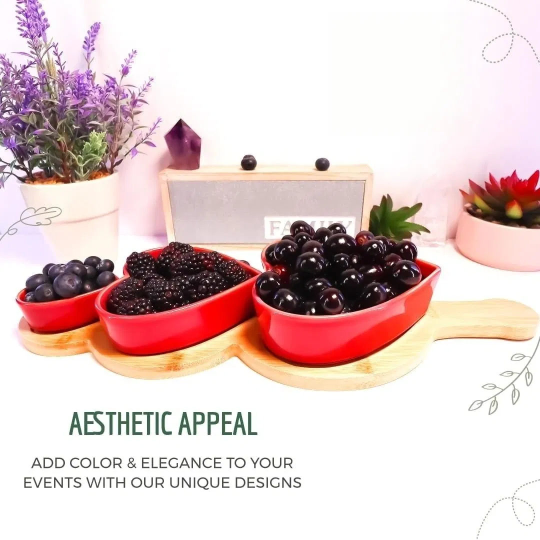 4-Piece Porcelain Chip DIP Serving Tray, Topping Serving Tray, Appetizer Serving Tray, Condiment Serving Tray, Party Serving Trays, Party Hosting Essentials