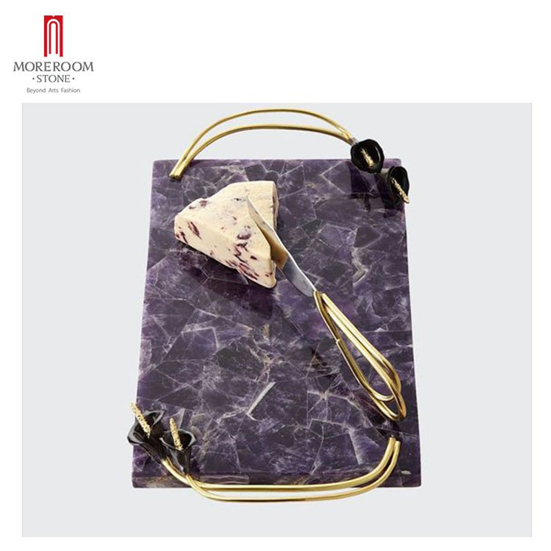 Purple Agate Tray Cheese Board and Knife Set