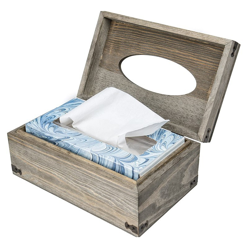 Luxury Design Natural Wood Tissue Box with Cover