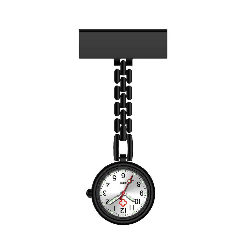 Nurse Pocket Watch Dial Men Women's Fashionable Stainless Steel Band Clip-on Brooch Pendant Hanging Quartz Nurse Watch