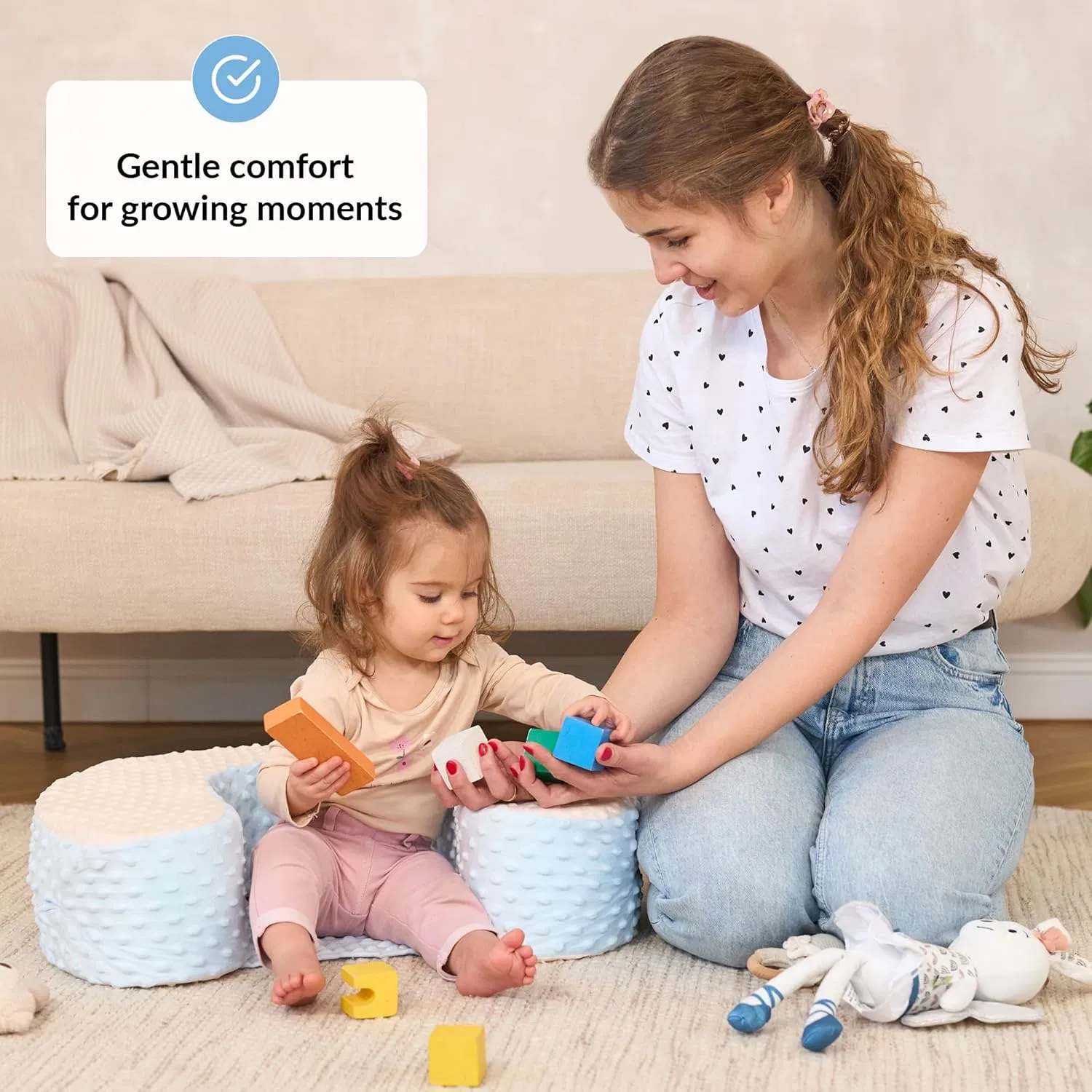 Tenderplayful Custom Comfortable Baby Sit up Pillow for Safe Early Sitting and Playtime