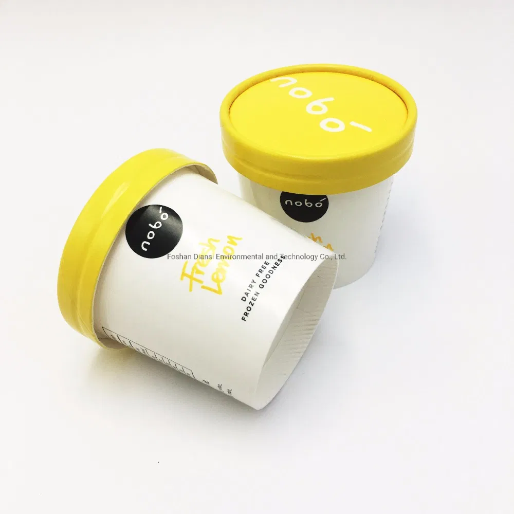 Custom Printed 3/5/8/16/18 Oz Disposable Ice Cream Paper Gelato Cups with Lid and Spoon