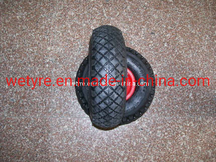 Big Square Tread Pattern Metal Rim Inflatable Pneumatic Rubber Wheel for Tool Cart (3.00-4)