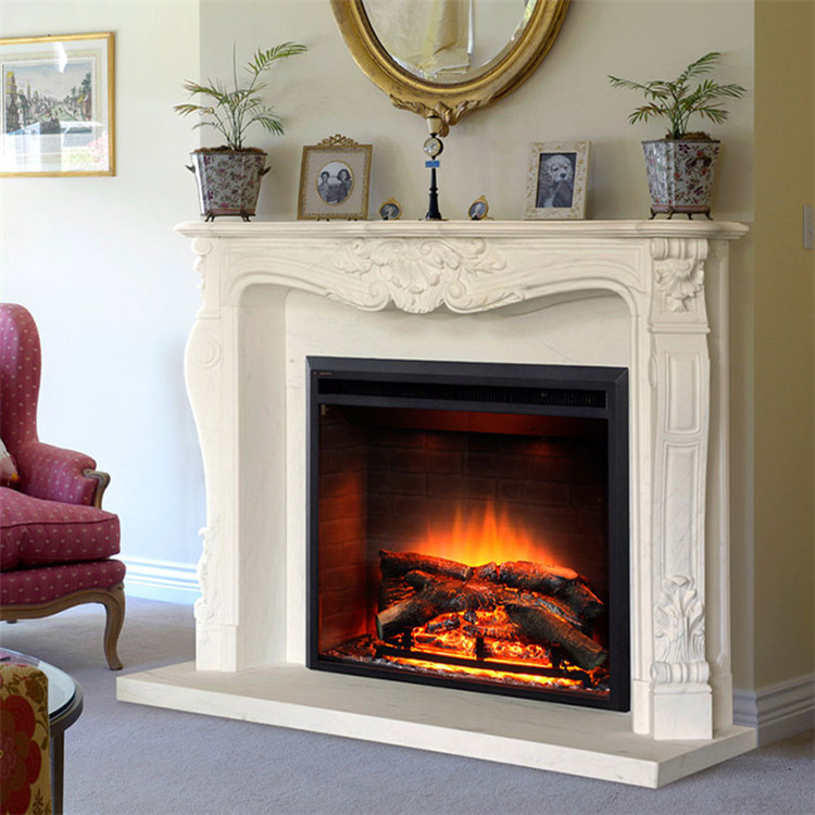 White Marble Stone/Limestone/Travertine Fireplace Mantel/Fireplace with Good Carving