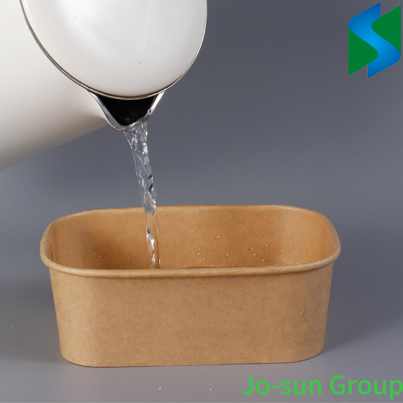Jo-Sun Disposable Biodegradable Food Grade Kraft Rectangular Paper Bowl with Paper Lid