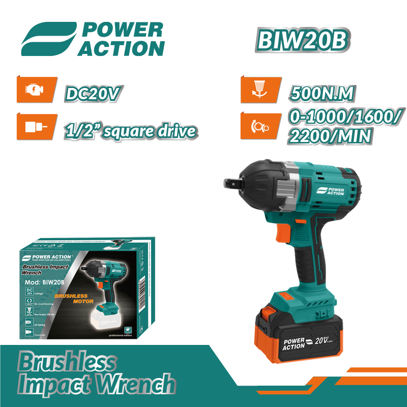 500nm High Efficiency Drilling Machine Cordless Brushless Battery Power Impact Wrench