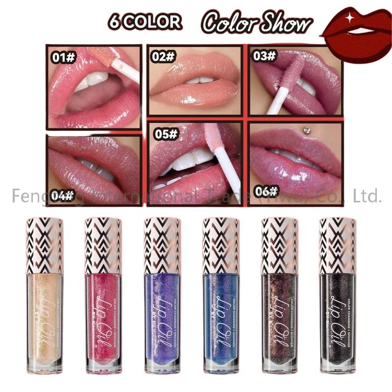 Hot Selling Lips Makeup Glitter Shimmer Shiny Lipgloss Color Changing Lip Oil