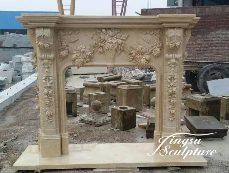 Professional Factory Home Indoor Hand Carved Produce Natural Stone Marble Fireplace