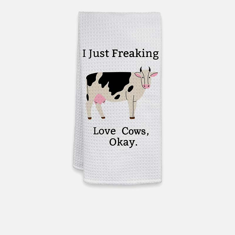 Cute Printed Kitchen Cleaning Towel Water Absorption Microfiber Waffle Kitchen Cloth