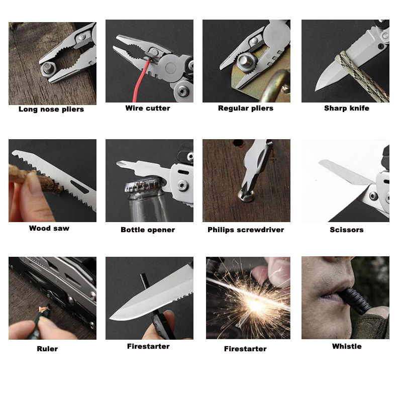 High Quality German Stainless Steel Industrial OEM Multi Tool Pliers with Scissors