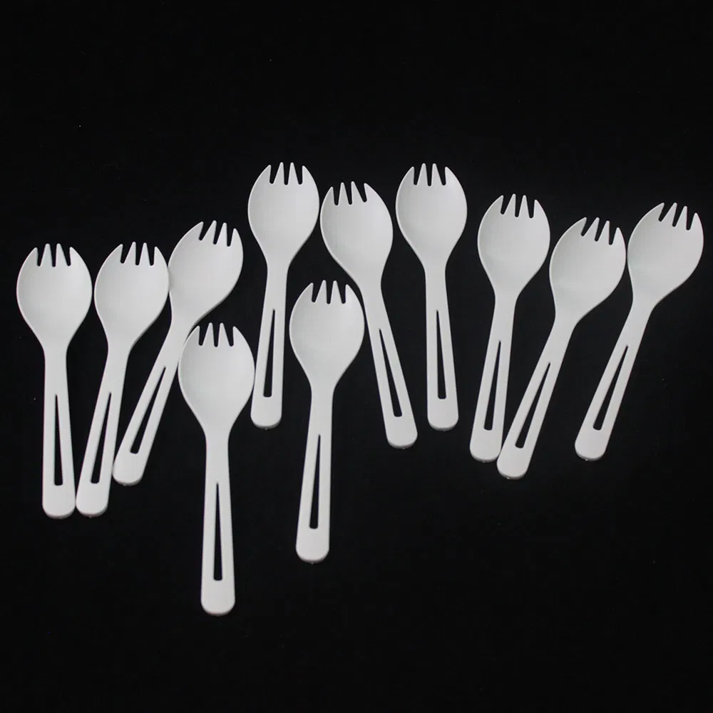 Wholesale Disposable Compostable Biodegradable White Color Cutlery Cornstarch Spork Spoon