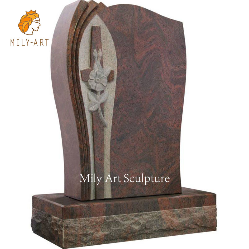 Simple Granite Headstone with Carving Feather Granite Monuments
