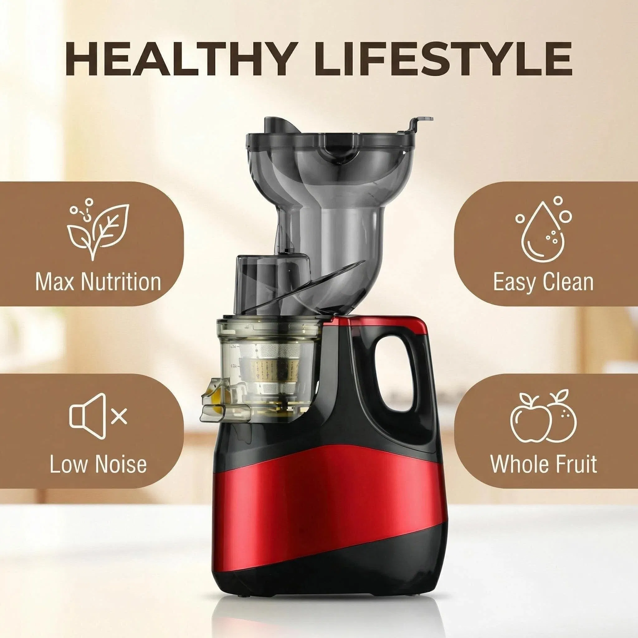 Slow Masticating Cold Press Juicer for Whole Fruits & Vegetables