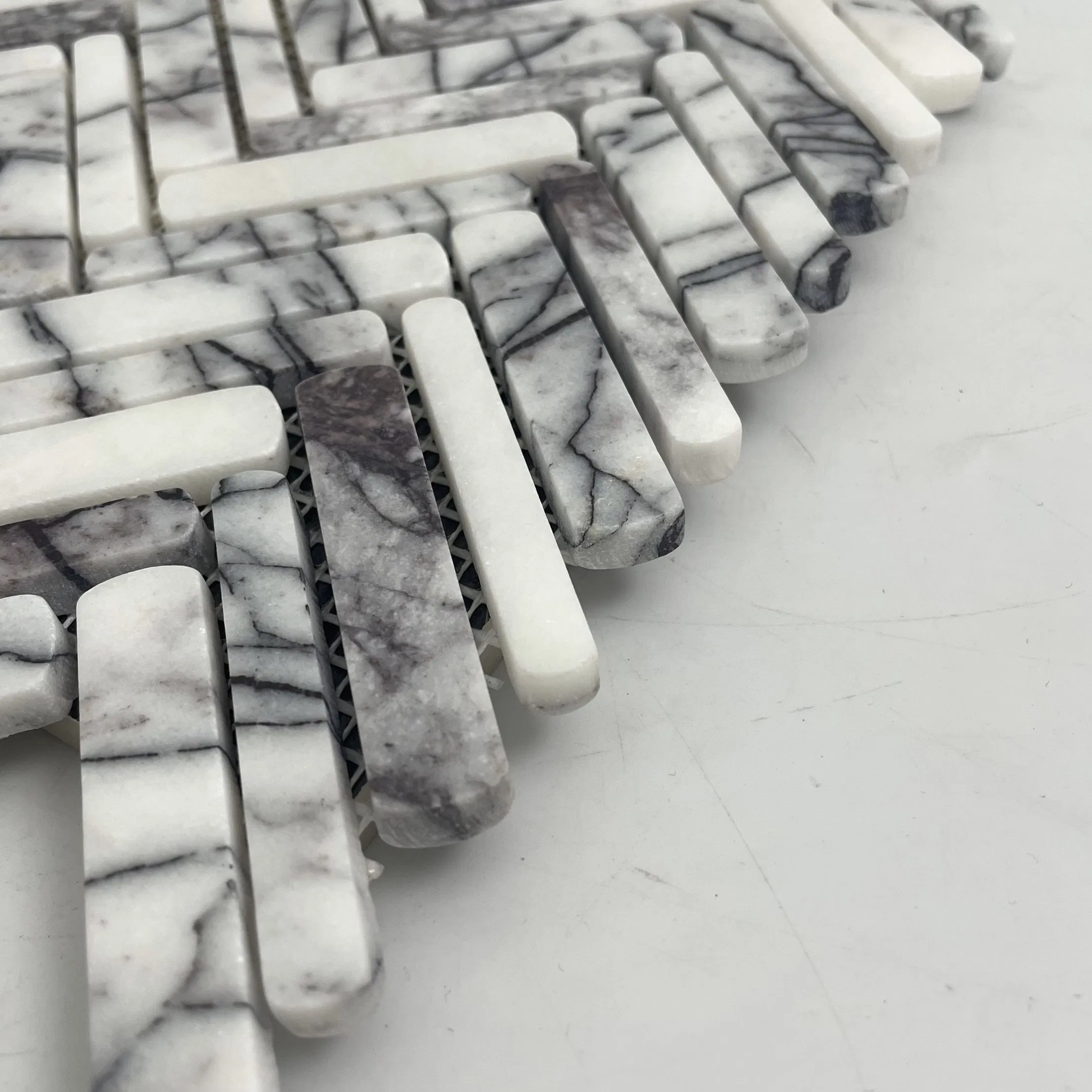 High Quality Herringbone Marble Stone 3D Mosaic Tile Mosaic Tile Backsplashes Kitchen for Hotel Villa