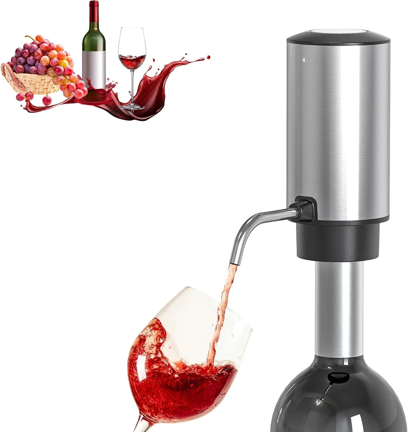 Reusable Rechargeable Battery Operated Stainless Steel Electric Wine Aerator Pourer for Belle Glos Wines Ben Marco