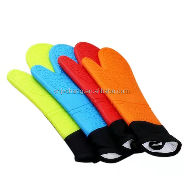Heat Resistant BBQ Gloves Silicone Waterproof Oven Mitts for Kitchen Baking