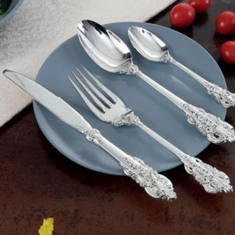 Luxury Wedding Gold Steak Knife Fork Spoon Restaurant Flatware Tableware Cutlery Sets