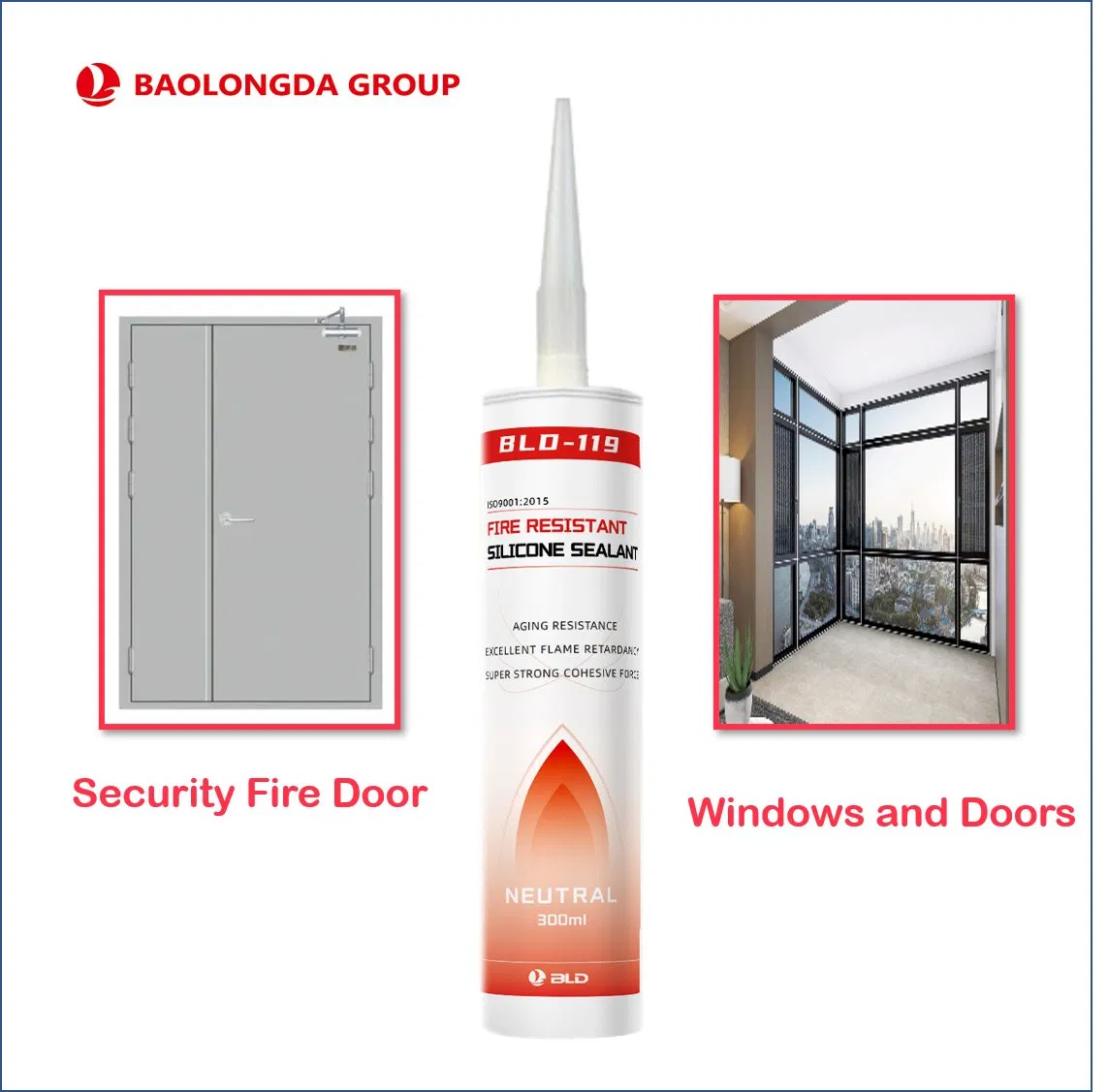 Bld-119 Sealant Silicone Sealant Fireproof Fire-Resistant Grey Silicone Sealant