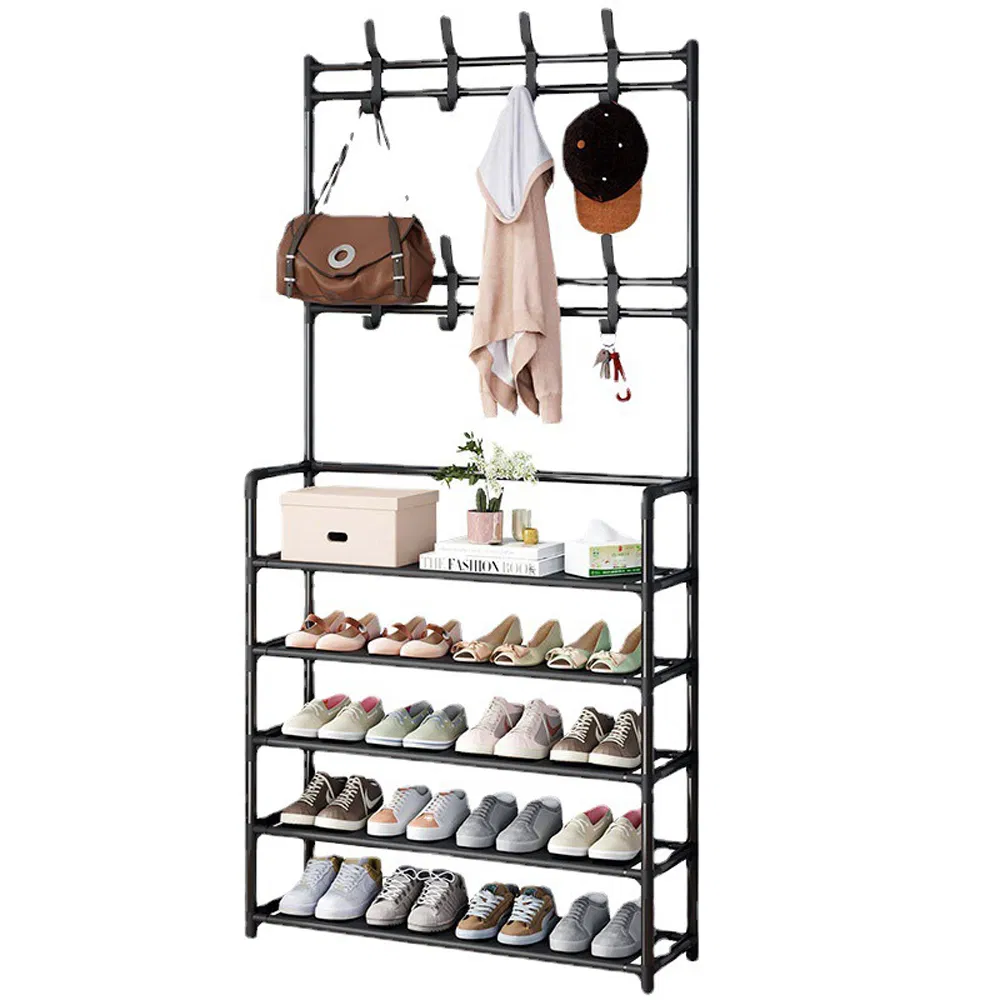 Minimalist Shoe Stand Vertical Space Saver Washable Fabric Cover Sturdy Construction