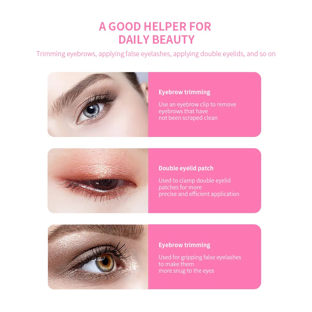 Guangdong Beauty Eye Lashes Stainless Steel Eyebrow Tweezer Slanted False Eyelash Brow Tweezers