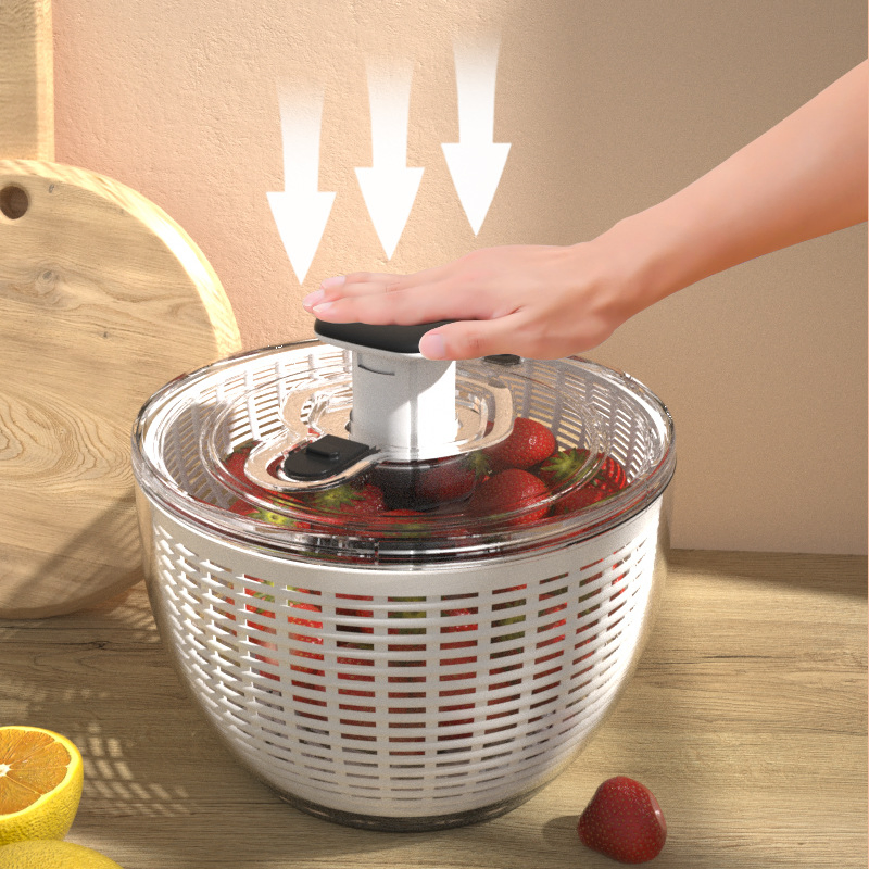 Salad Spinner, Salad Mixer, Plastic Manual Fruit and Vegetable Large Salad Spinner, Quick and Easy Multi-Use Spinner and Dryer with Storage Container