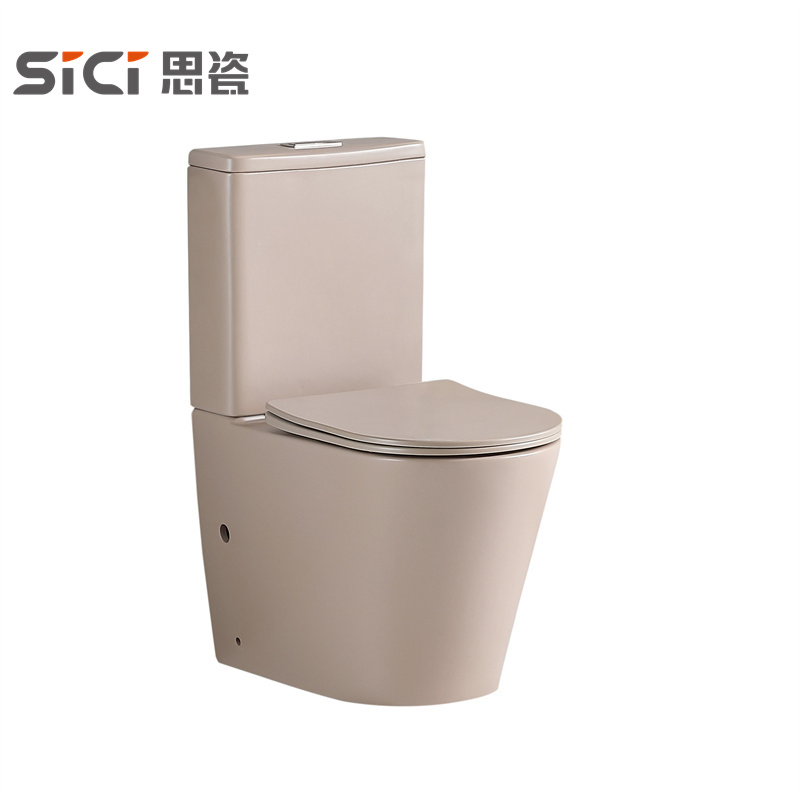 Rimless Design Two Piece Toilet Bathroom Toilet Set Glossy White Wc