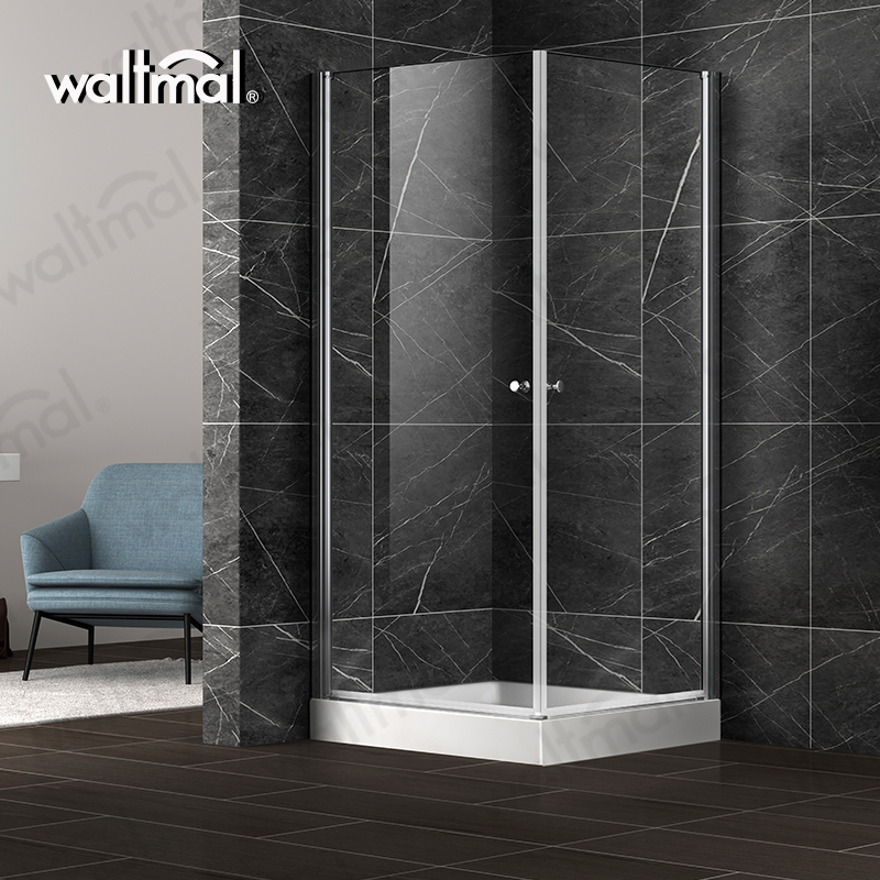 Square Sliding Tempered Glass Door Frameless Shower Rooms Bathroom