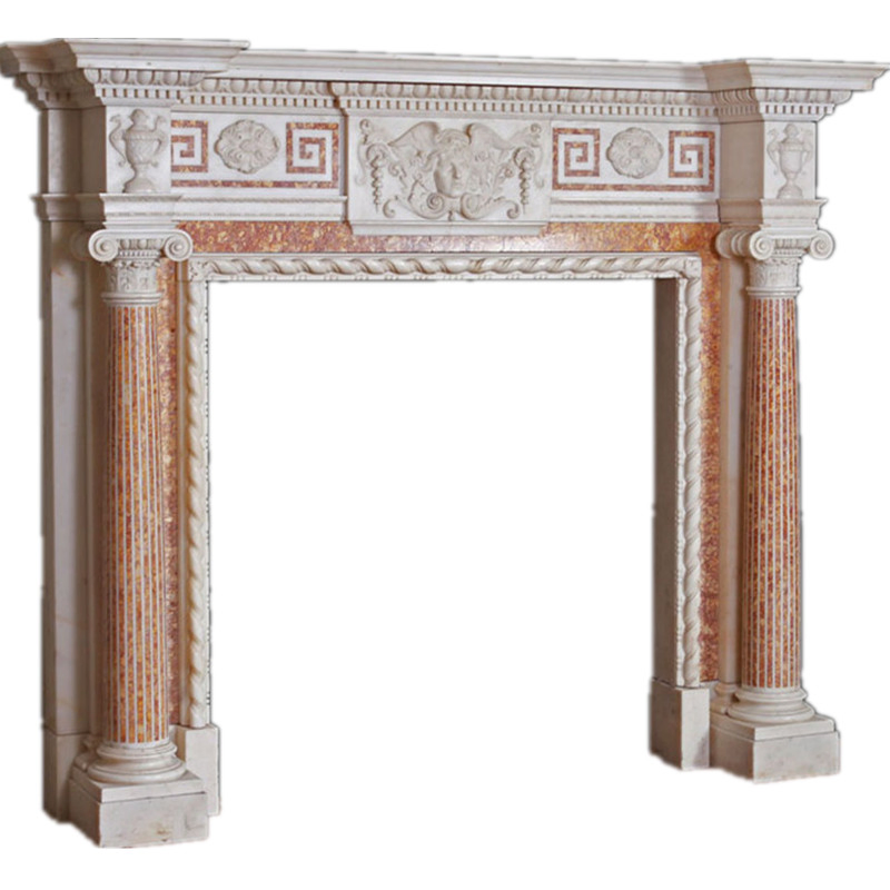 White Marble Stone/Limestone/Travertine Fireplace with Good Carving