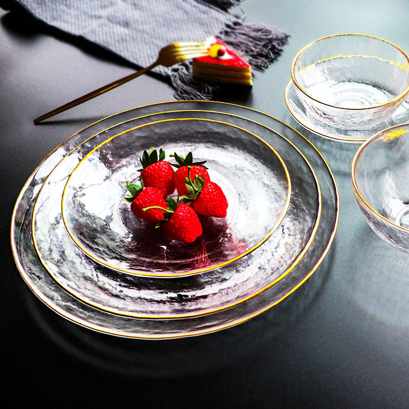 Elegant Crystal Glass Charger Plates Set for Hotel Events