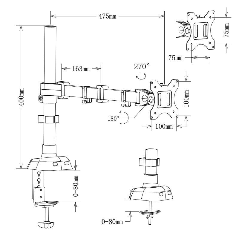 Кронштейн для монитора Koford LCD281, поворотный