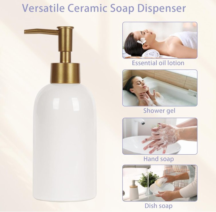 Elegant Look Single Ceramic Dispenser Pure White Neutral Bathroom Accessories