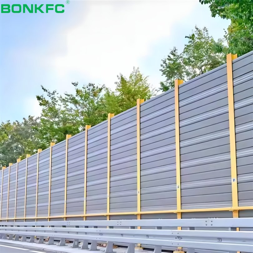 Highway Sound Barrier Fence Reduction Sound Noise Barrier Panel Aluminum Aborsbing Road Noise Barrier