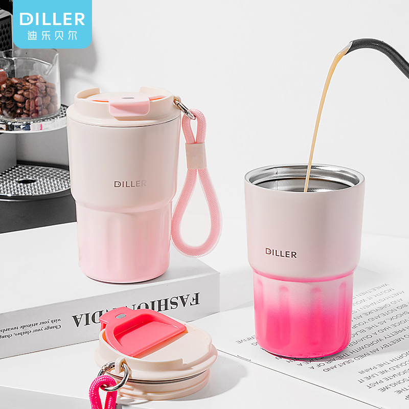 in Stock 304 Stainless Steel Coffee Mug Insulated Water Bottles with Rope