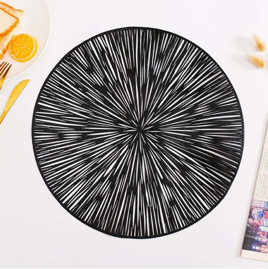 PVC Vinyl Round Placemat Hollow Table Mat for Dinner