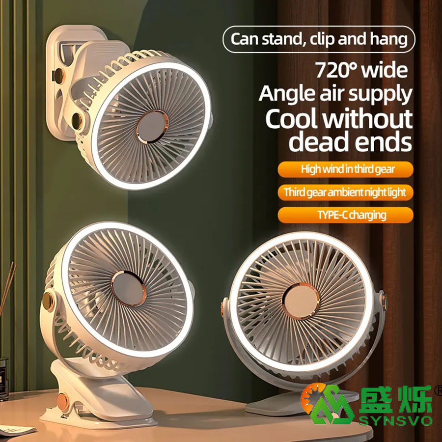 Портативный USB вентилятор с подсветкой для кемпинга и дома
