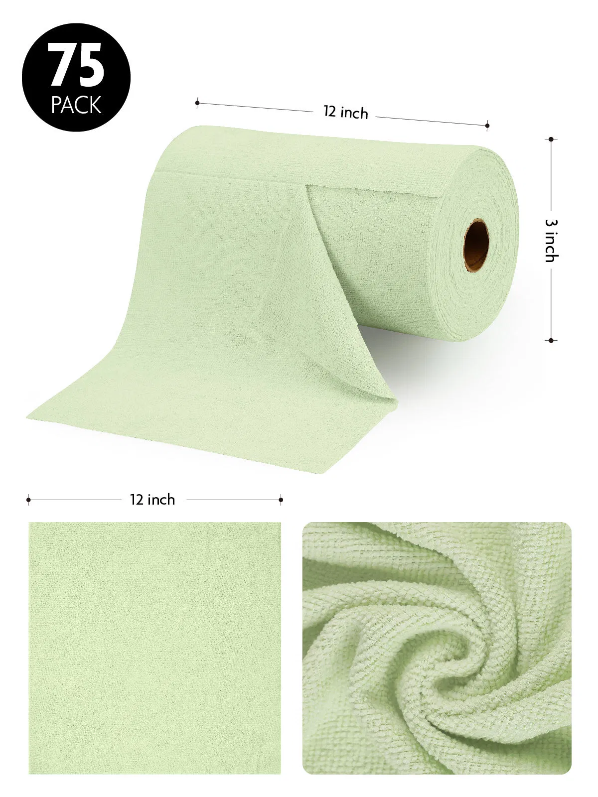Wholesale 75 Pack Cleaning Cloth Tear Away Microfiber Roll Kitchen Cleaning Towels Washable Cloths, for Car, House