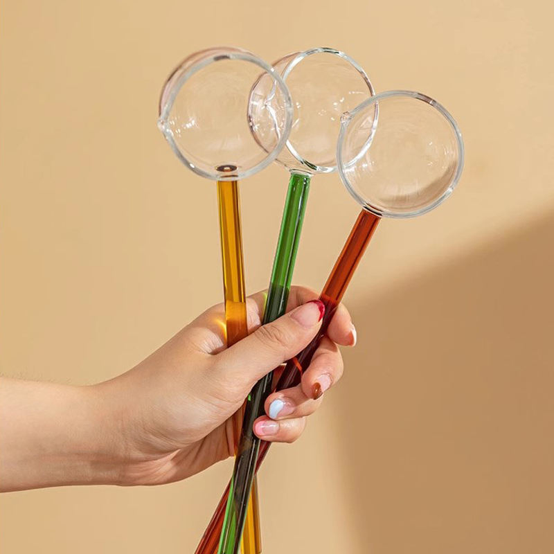 Glass Soup Ladles with Colorful Handles and Spout