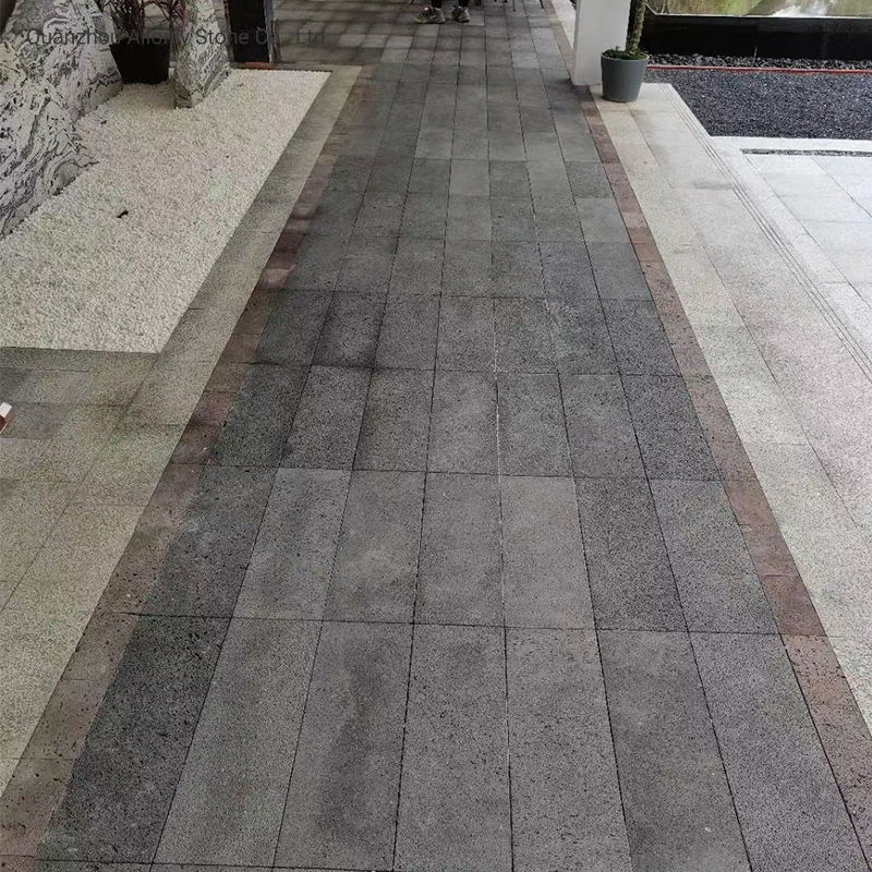 Outdoor Basalt Tiles Black Floor Paving Volcanic Lava Stone