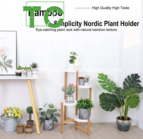4 Tier Bamboo Plant Stand Rack Flower Pot Holder Display Shelf
