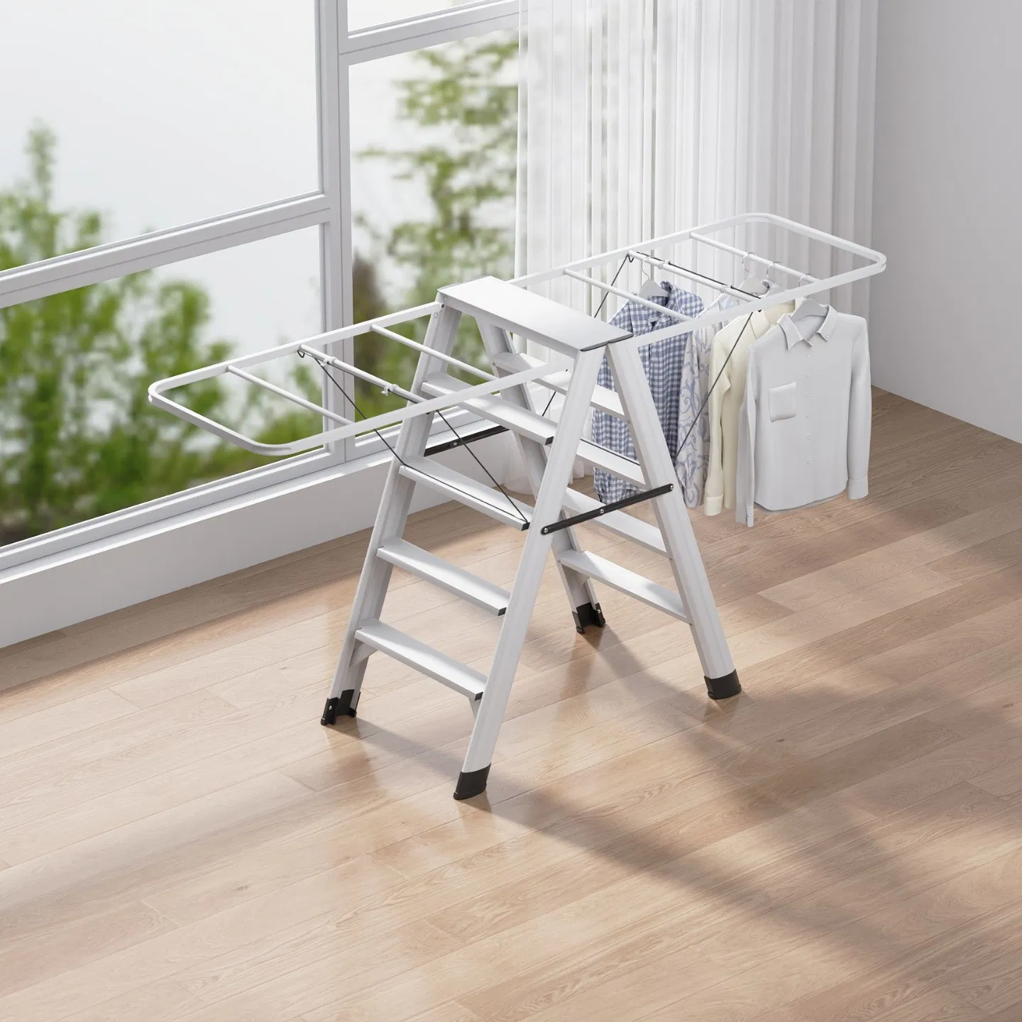 Foldable Metal Clothes Drying Rack Airfoil Display Rack