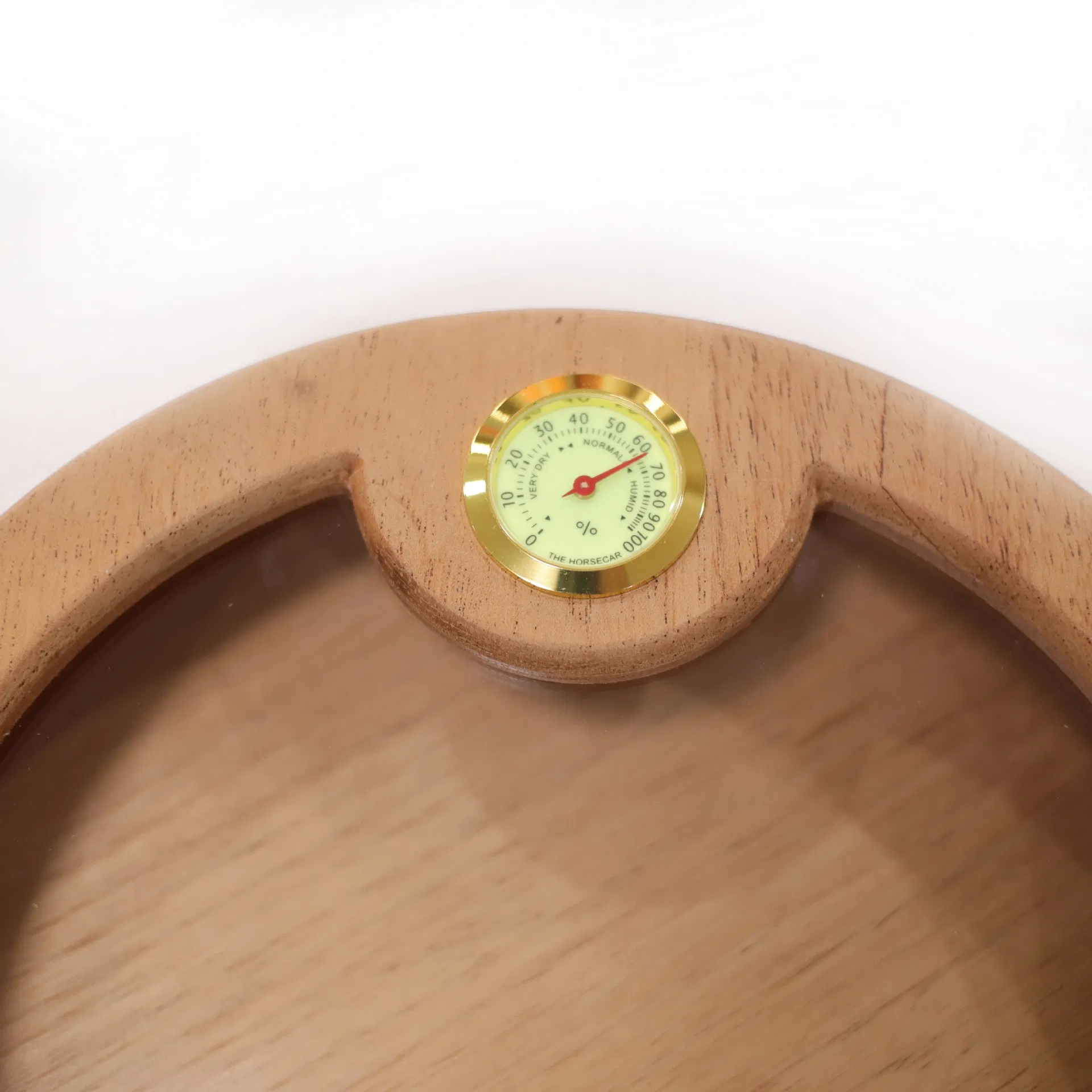 Natural Beech Wood Round Household Cigar Humidor with Glass Window