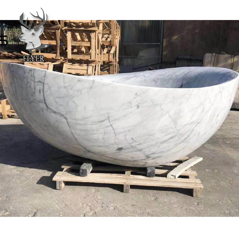 Каменная ванна из мрамора круглая отдельностоящая