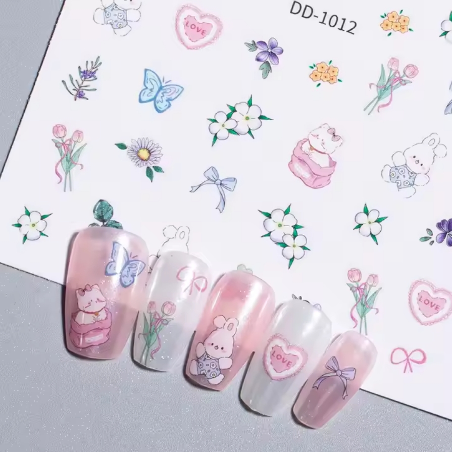 Kawaii Bow Ribbon Nail Art Charms Colorful 3D Nail Art Decoration Sticker