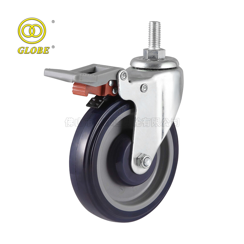 60-100kgs Shopping Cart Supermarket Fixed Caster PU Trolley Wheel