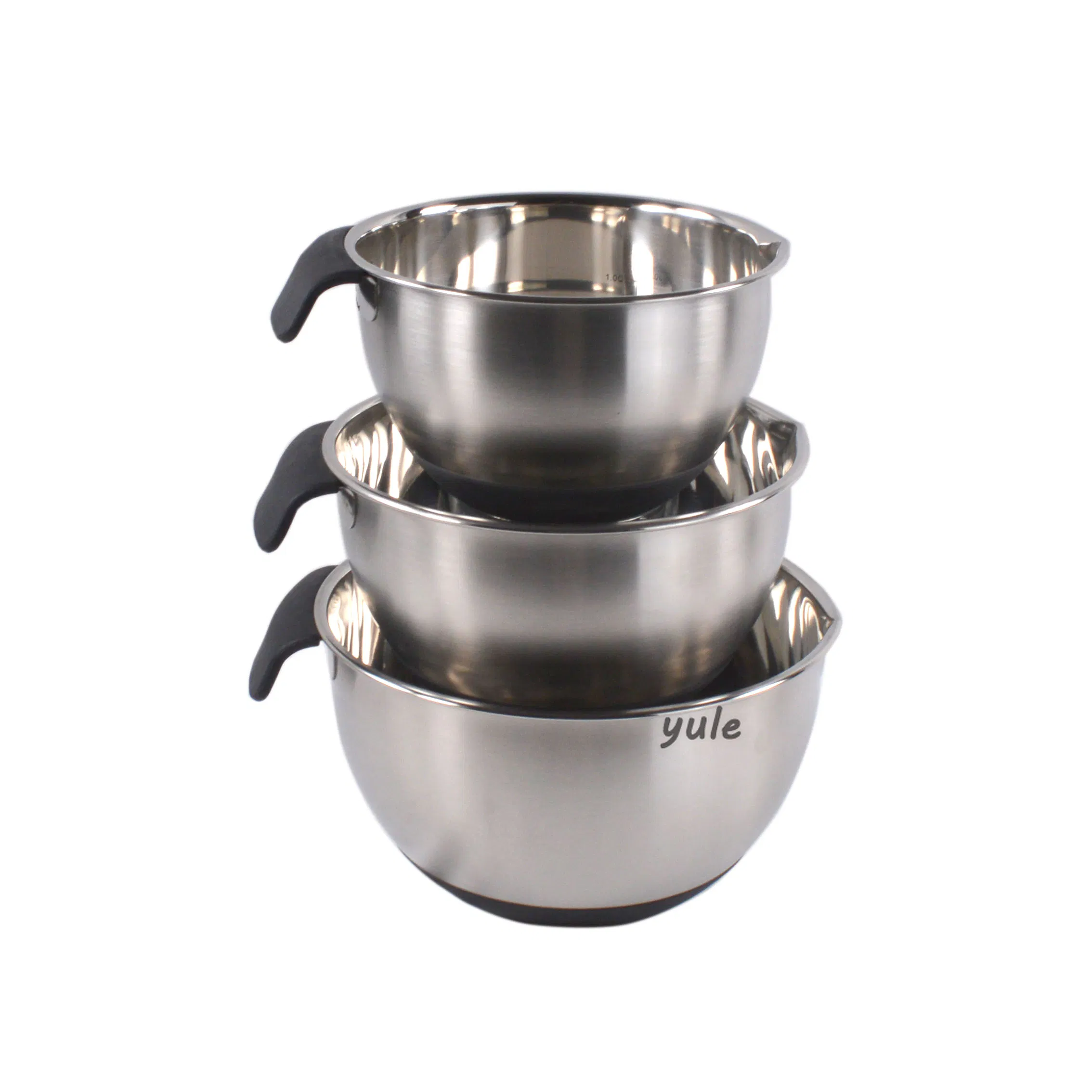 Hot Sale Professional Manufacturer Chinese High Quality Stainless Steel Mixing Bowl with Silicone Bottom Short Handle