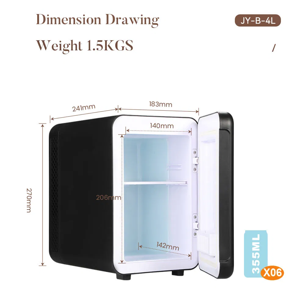 Compact Portable 4 Liter 12V DC Beauty Drinks Makeup Dresser Milk Mini Fridge for Bedroom Skincare