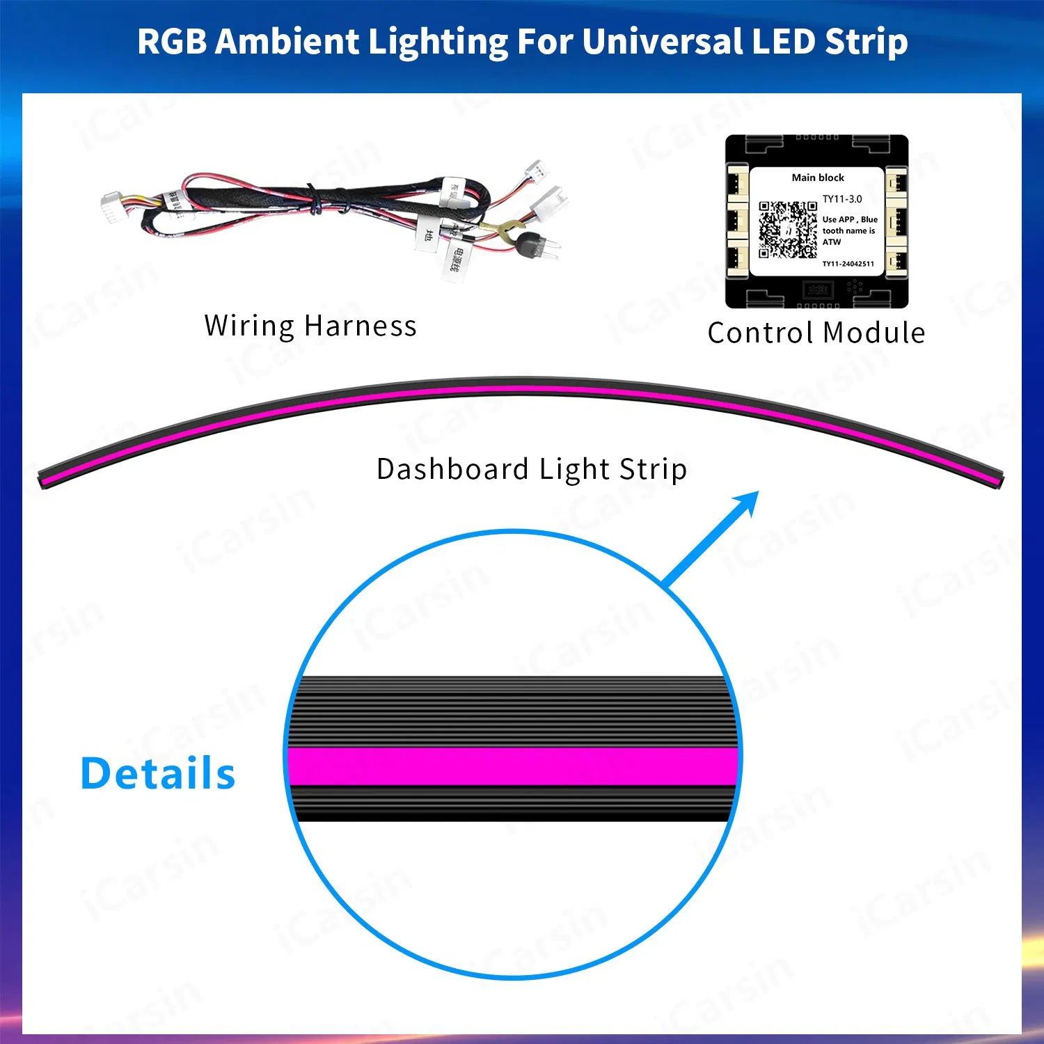 Universal 150cm Ambient Light Dashboard Surrounding Strip Lights