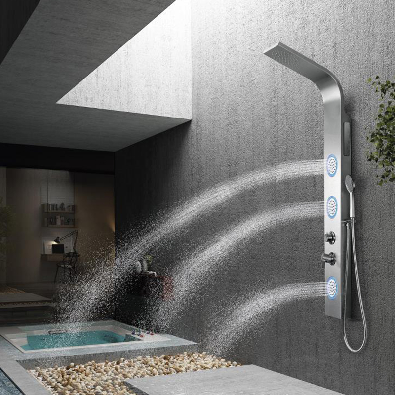 Tiema Stainless Steel Chromed Rainfall Shower Faucet Bathroom Shower Column